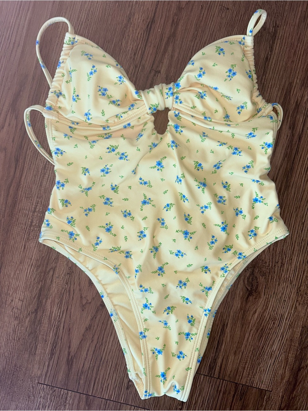 No Boundaries Yellow Ditsy Floral One-Piece Swimsuit